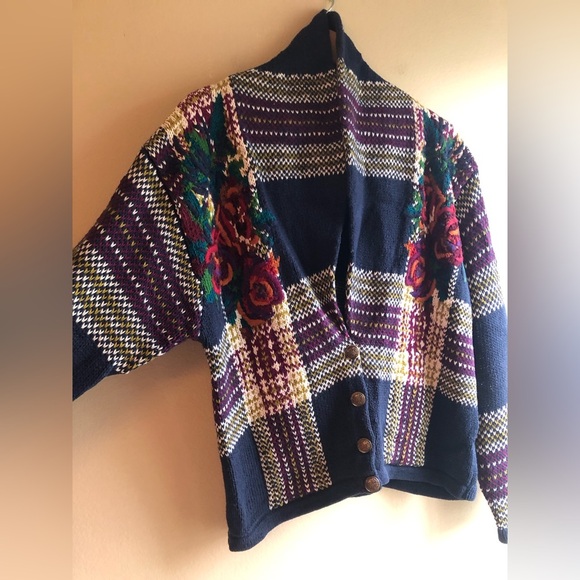 Casual Corner Embroidered Cardigan Floral Women’s Sweater Long Sleeve Size M - Picture 7 of 15